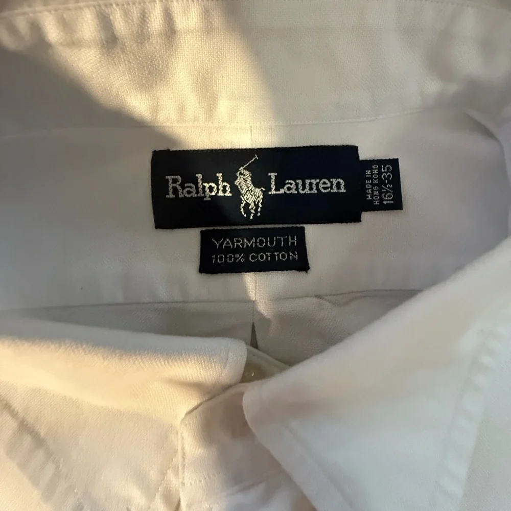 Ralph Lauren Men's white Chambray button down Shirt 16.5-35